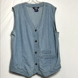 Ruff Hewn Vintage Denim Vest Size 2X 2 Front Pockets Still Stitched Gently Worn